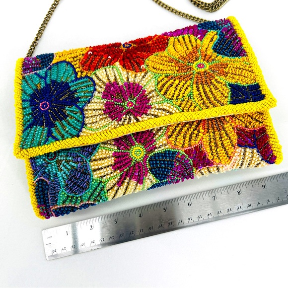 Anthropologie The Fiona Beaded Bag Floral Icon Edition Multicolor Crossbody EUC - Picture 14 of 17